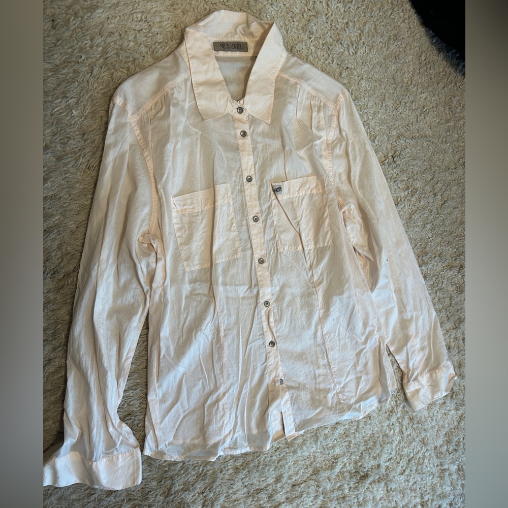 Guess button down long sleeved shirt size L